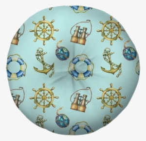 Old Binocular, Lifebuoy, Antique Sailboat Steering - Watercolor Painting #204605