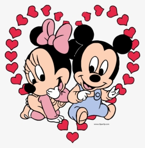 Baby Mickey And Minnie Mouse Heart Clipart Png - Minnie Y Mickey Bebe Gifs #204900