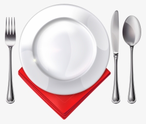 Free Png Plate Spoon Knife Fork And Red Napkin Png - Plate Spoon And Fork Png #208461