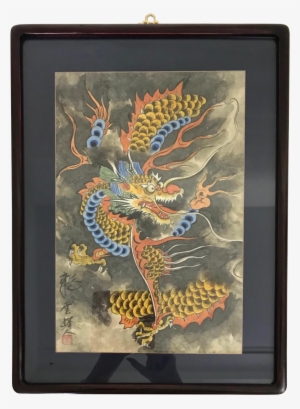 Vintage Japanese 'flying Dragon In Storm Clouds' On - Watercolor Painting #208596