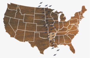 Mississippi Flyway Map - 14 Karat Three Tone Yellow Gold, White Gold And Rose #2000688