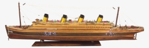 Vintage Rms Titanic Ship Wood Model With Base W/ Flashing - Ship #2002390