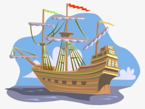 Vector Illustration Of Christopher Columbus 15th Century - Cabeza De Vaca Boat #2002902