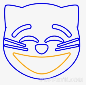 Next Draw A Straight Line And Curve It Upwards From - Cat Emoji Drawing #2006444