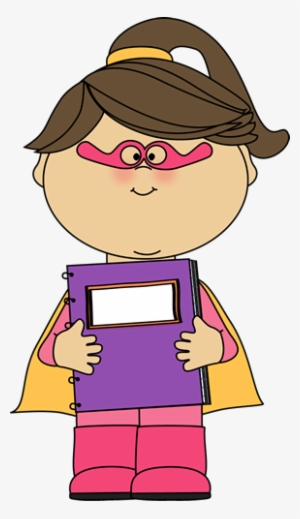 100379533 Girl Superhero With Spiral Notebook - Superhero Reading Clipart #2006953