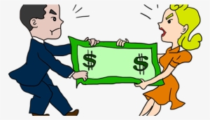 Divorced Couple Fighting Over Dollar Bills - Clipart Fighting Over Money #2007416