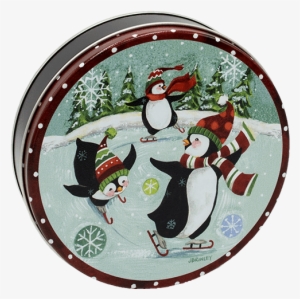 Skating Penguins Nutty Bavarian Custom Sampler Tin - Pure Country Weavers Christmas Penguin Tapestry Throw #2010464