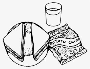 Lunch Sandwich Fast Food Cafeteria - Clip Art Black And White Lunch #2011122