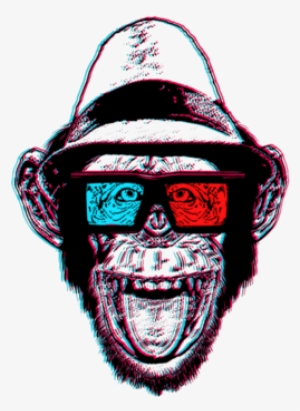 Hipster Chimp 3d Glasses- - Bad Ape T Shirt #2012624