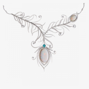 Peacock Feather Necklace With Opals Paraíba Tourmaline - Feather Necklace #2012863