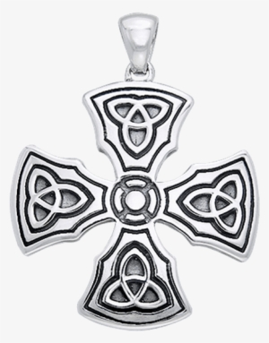 White Bronze Celtic Templar Cross Pendant - Versace Circle #2013657