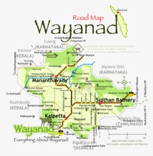 Wayanad District Road Map For The Main Tourist Circuits - Wayanad Map With Tourist Places #2015173