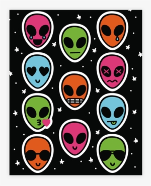 Rainbow Alien Emoji Sticker/decal Sheet - Rainbow Alien #2016345