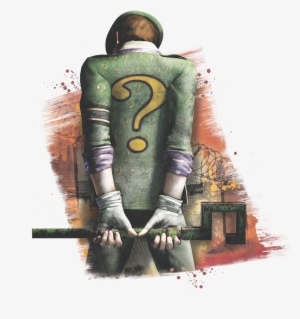 Arkham Riddler Convicted Men's Crewneck Sweatshirt - Riddler Arkham City Back Pose Brushed Silver Cellphone #2016669