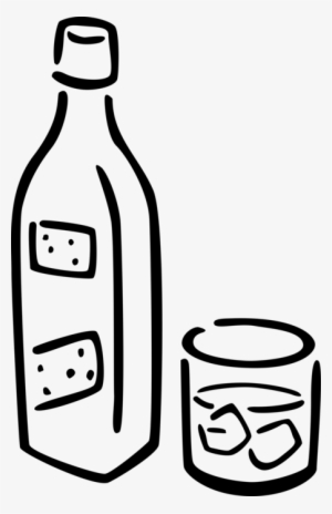 Whiskey Bottle With Glass And Ice Cubes - Vector Graphics #2018778