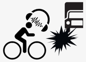 Distracted Bicyclist Using Ear Phones Crashes Into - Signage On Motorist Safety While Driving #2018865
