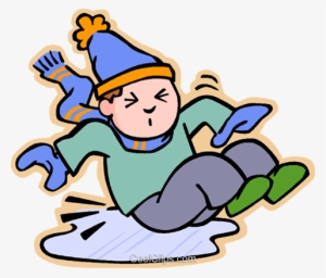 Boy Slipping On Ice - Slipping On Ice Clipart #2021173