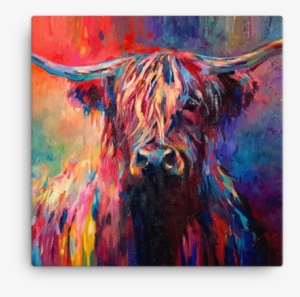This Vibrant Canvas Of A Highland Coo Is Now Available - Highland Cow Painting #2024139