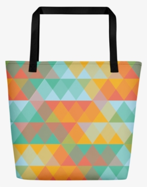 Multi Colored Abstract Triangle Geometric Pattern Beach - Bag #2026260
