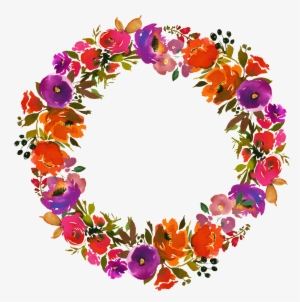 Hand Painted Three Color Flower Wreath Png Transparent - Wreath #2027958