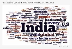 1 Visualization Of Text In Pm Modi's Op-ed In The Wall - The Wall Street Journal #2028425