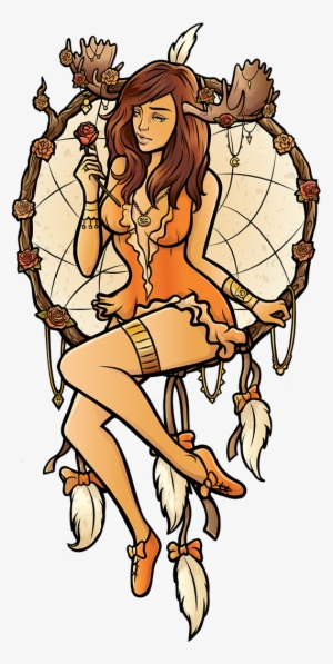 "dreamcatcher Girl" Vector Illustration - Dreamcatcher Girl #2030564