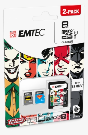 Dc Comics Iconics 2pack Batman Superman 8gb - Emtec Superheroes Microsd, 16gb - 2 Count #2035260