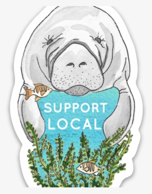 Manatee 'support Local' Sticker - Olde English Bulldogge #2038633