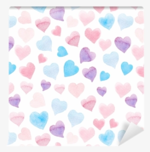 Seamless Watercolor Pattern With Colorful Hearts - Watercolor Painting #2039044