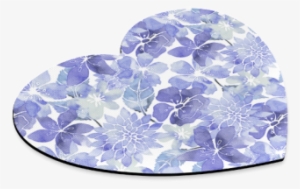 Blue Watercolor Flower Pattern Heart-shaped Mousepad - Blue Green Watercolor Flower Pattern Beach Towel #2039072