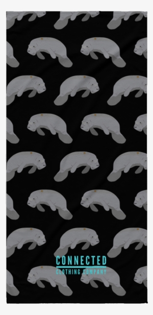 Manatee Print Beach Towel In Black - Manatee #2039222