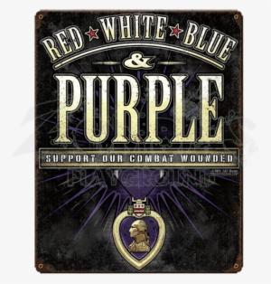 Combat Wounded Purple Heart Vintage Steel Sign - Past Time Signs Vs-t457 Purple #2039431