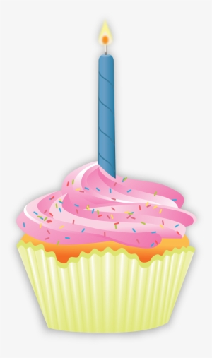 Clipart Cupcake Big Image - Cupcake With Candle Clipart #2039508