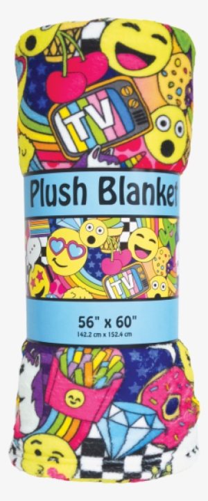 Picture Of Emoji Party Plush Blanket - Iscream 'neon Nights' Premium Plush 56" X 60" Fleece #2041191