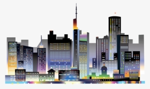 Landscape Euclidean Night Sky Lights Bright Transprent - Cartoon City Landscape Png #2041980