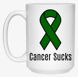 Cancer Sucks Emerald Green Ribbon Liver Cancer Awareness - Blue Cancer Ribbon #2043129