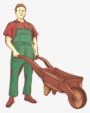 Farmer Gardener Drawing Gardening Cart - Farmer Vintage Png #2048795