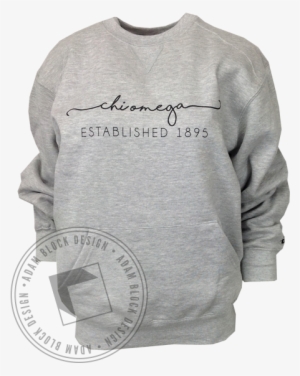 Chi Omega Cursive Pocket Crew Neck Sweatshirt - Crew Neck Sweatshirt Sorority #2049702