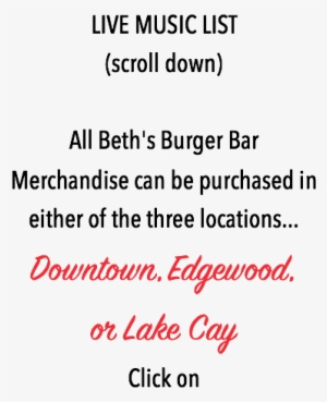 Live Music List All Beth's Burger Bar Merchandise Can #2050446
