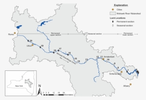 Map Of The Mohawk River Watershed Showing The Locations - Mohawk River #2051808