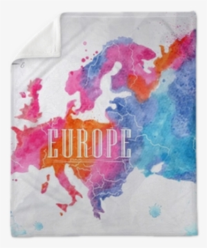 Watercolor Europe Map Pink Blue Plush Blanket • Pixers® - Europe Map Watercolour #2054350