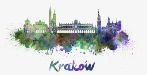Bleed Area May Not Be Visible - Krakow Skyline In Watercolor #2054420