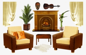 Fireplace Clipart Living Room - Club Chair #2055698