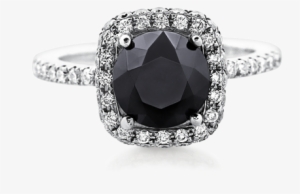 Black Diamond Halo Engagement Ring - Pre-engagement Ring #2056254