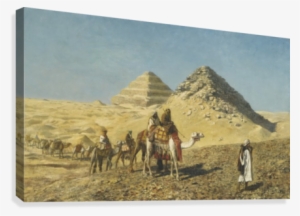 Caravan And Pyramids Canvas Print - Camel Caravan Amid The Pyramids. Egypt #2056320