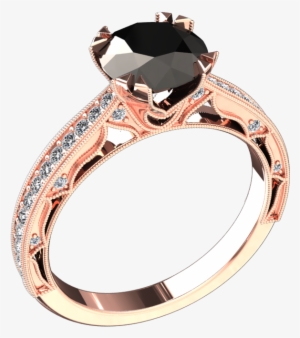 00 Carat Black Diamond Center 14k Gold Ring Style - Carat #2056590