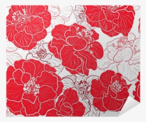 Seamless Red Pattern With Floral Background Poster - Illustration #2057347
