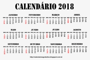 Baixar Calendario 2018 Portugues - Calendario Brasil 2018 Png #2062362