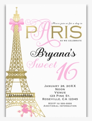 Paris Pink & Gold Elegant Chic Birthday Party Invitations - Party Invitations Rose Gold Paris #2063673