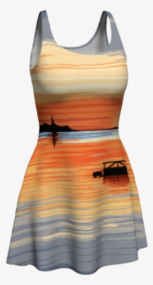 Sunset Harbor Women's Flare Dress - Dress #2067595